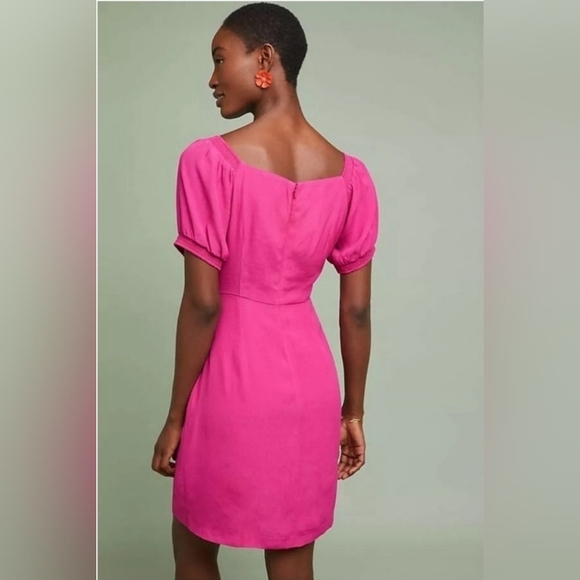Anthropologie Maeve Pink Faux Wrap Asymetrical Dress Size 2 - Picture 2 of 12